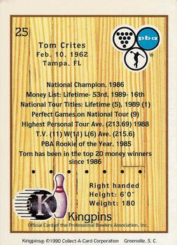 1990 Collect-A-Card Kingpins #25 Tom Crites Back